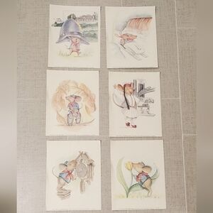 MICHIGAN Themed 6 Vintage Children's Illustration Prints, ART, Cute Mouse, 1998